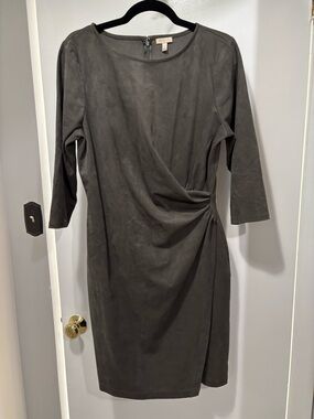 Talbots Charcoal Sheath Dress with Side Drape